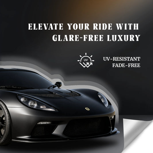RockRose Matte Black Vinyl Wrap applied on sports car – UV-resistant, fade-free, and glare-free automotive wrap for sleek style.