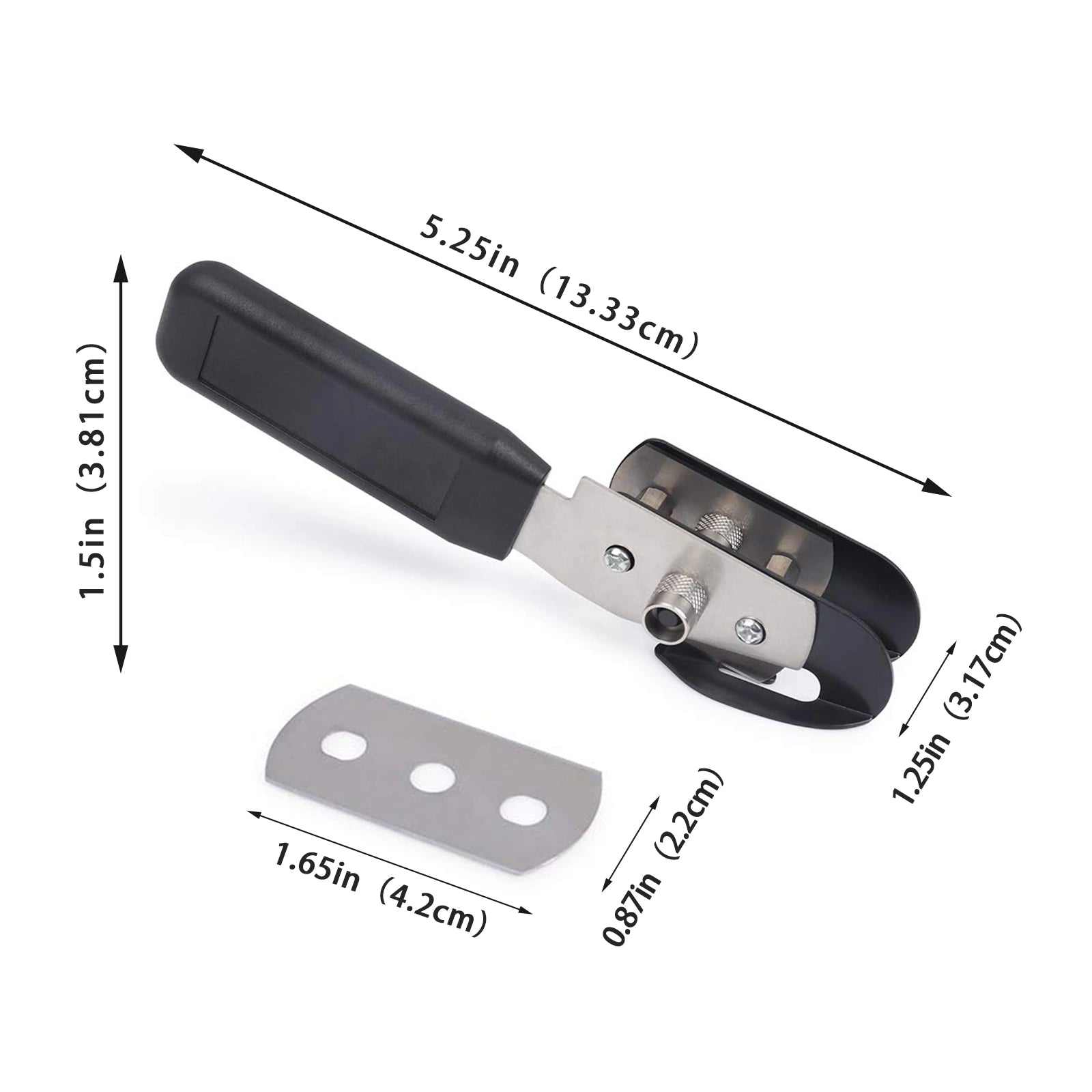 Vinyl cutter tool with dimensions labeled on a white background