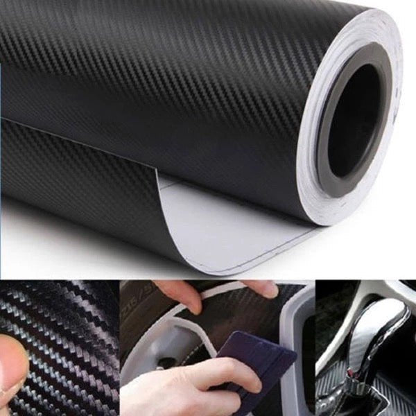 Rockrose 3D Carbon Fiber Vinyl Wrap with Twill Weave Style - Carbon Fiber Vinyl Wrap for Cars with Air Release Feature for Installation - Self-Adhesive Vinyl Car Wrap